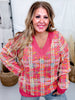 Pink and Rainbow Textured Plaid Sweater - Whiskey Skies - ANDREE BY UNIT