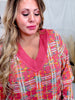 Pink and Rainbow Textured Plaid Sweater - Whiskey Skies - ANDREE BY UNIT