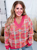 Pink and Rainbow Textured Plaid Sweater - Whiskey Skies - ANDREE BY UNIT