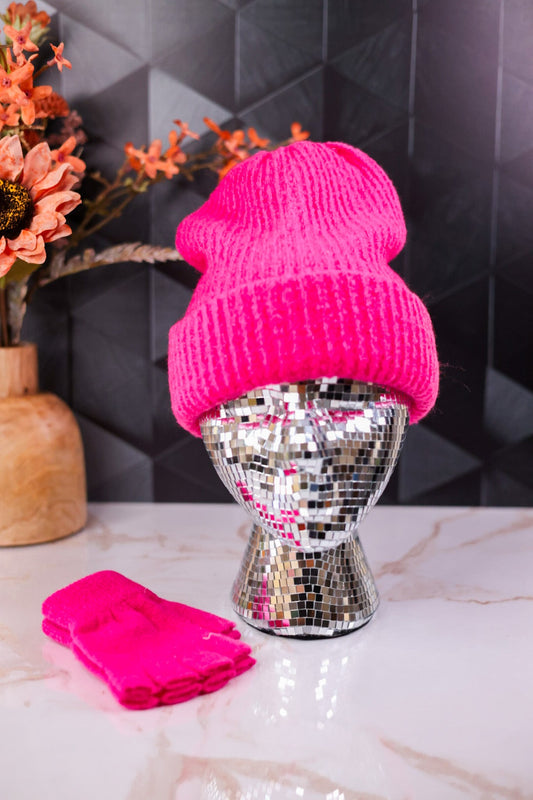 Pink Beanie And Fingerless Glove Set - Whiskey Skies - SAN DIEGO HAT COMPANY