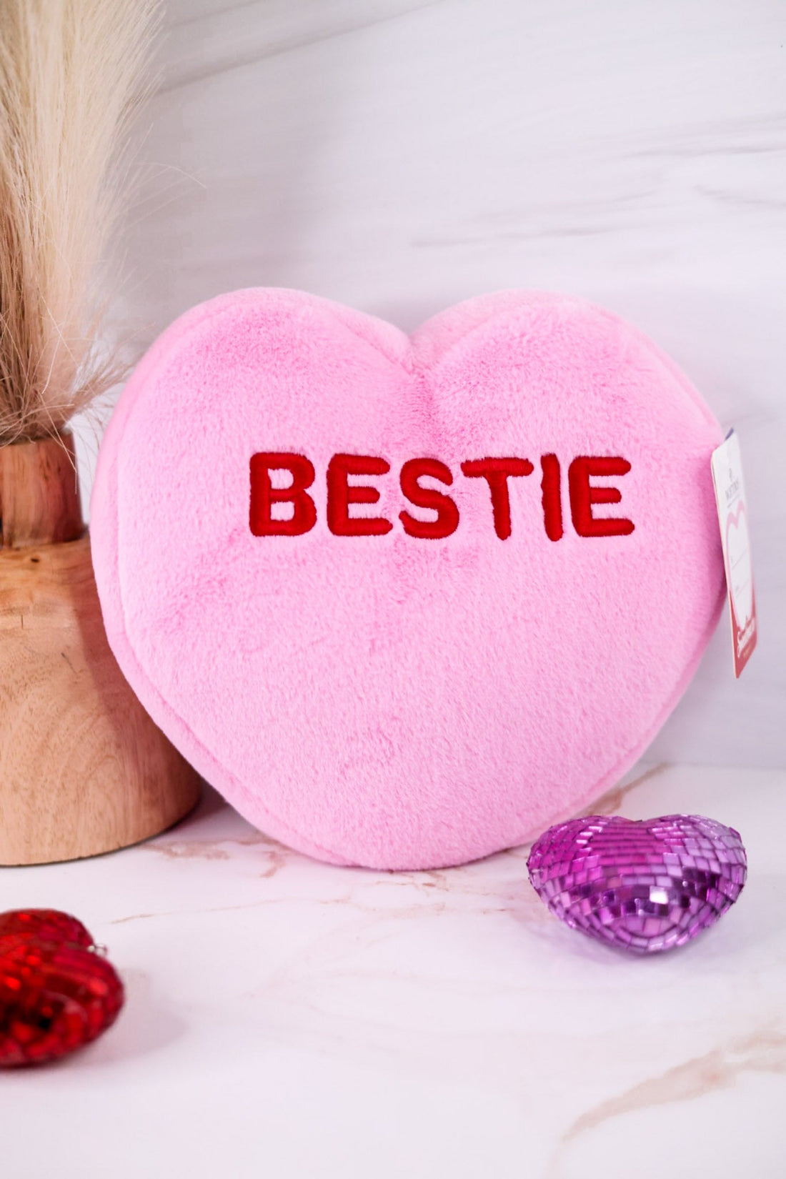 Pink "Bestie" Licensed Conversation Heart Warmie - Whiskey Skies - WARMIES