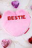 Pink "Bestie" Licensed Conversation Heart Warmie - Whiskey Skies - WARMIES