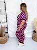 Pink & Black Check Short Sleeve Top & Jogger Bottom Loungewear Set - Whiskey Skies - SHIRLEY & STONE