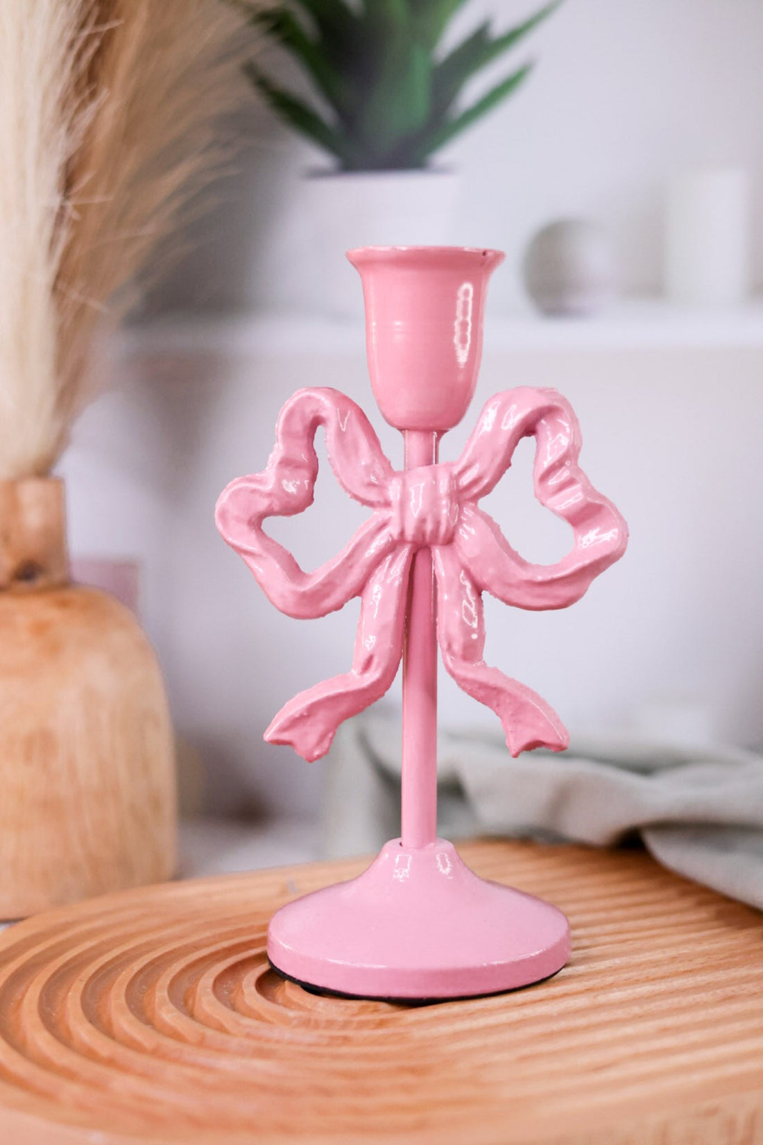 Pink Bow Taper Candlesticks (2 Sizes) - Whiskey Skies - RAZ IMPORTS