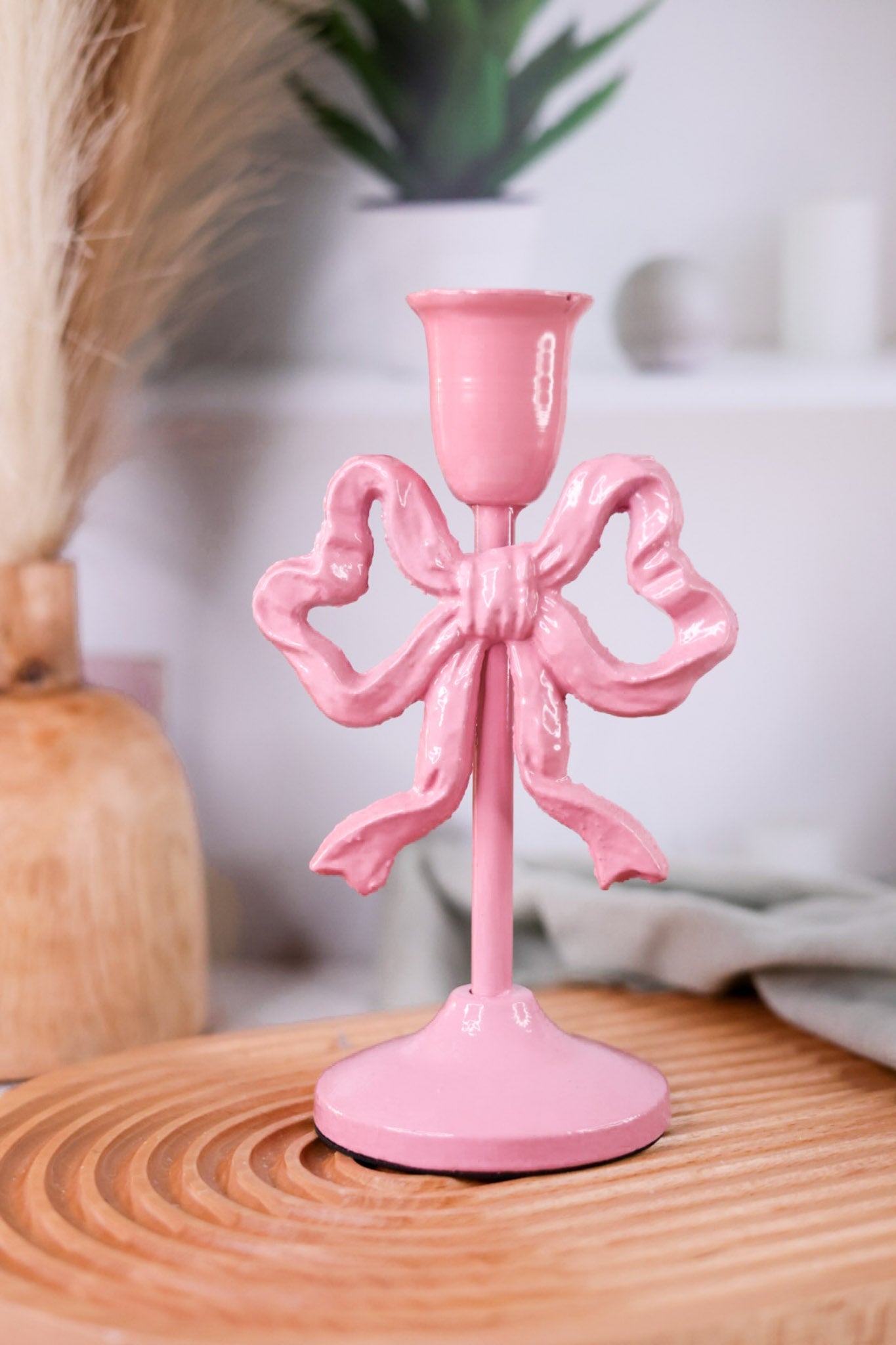 Pink Bow Taper Candlesticks (2 Sizes) - Whiskey Skies - RAZ IMPORTS