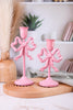 Pink Bow Taper Candlesticks (2 Sizes) - Whiskey Skies - RAZ IMPORTS