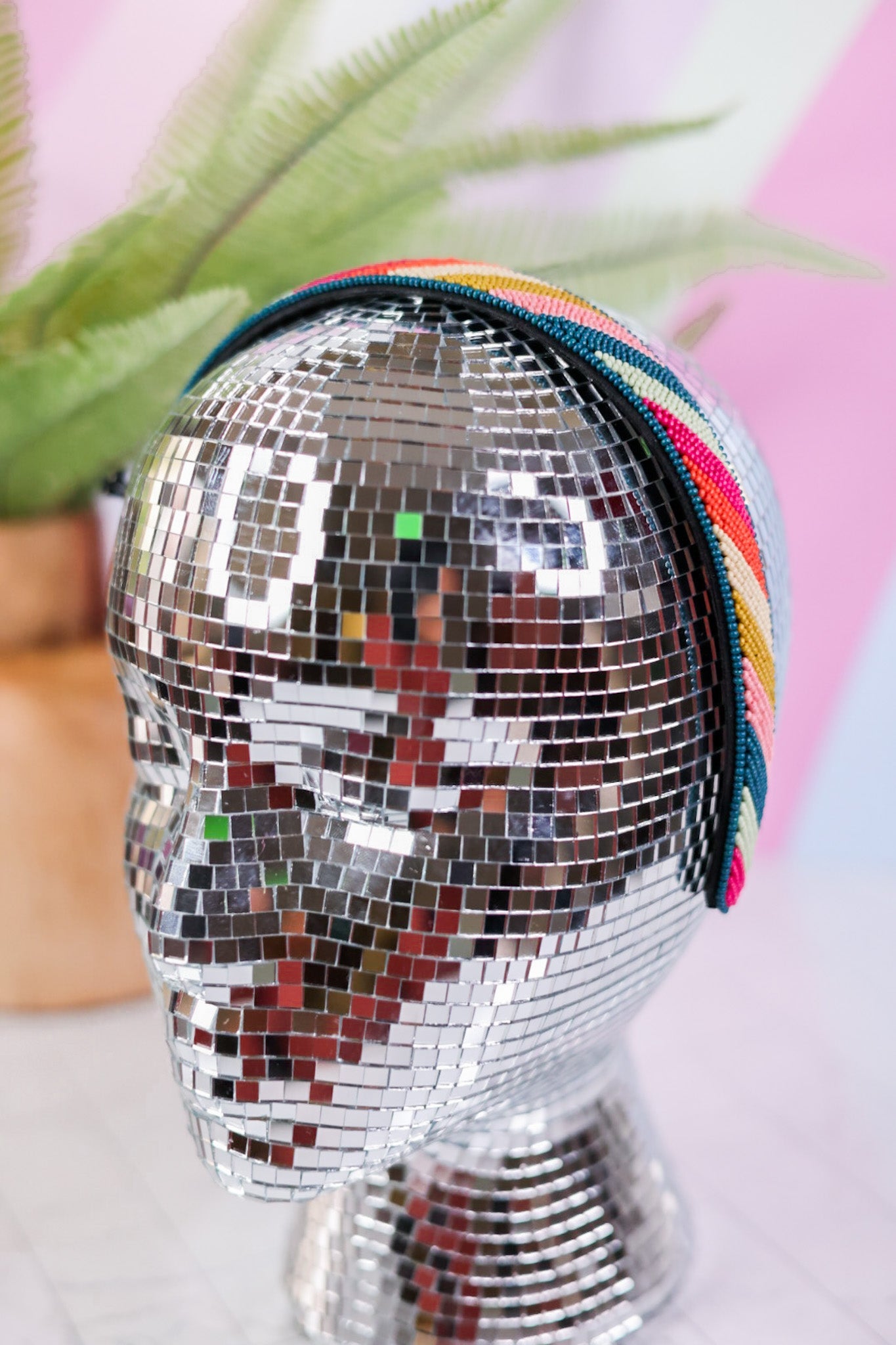 Pink Citron And Peacock Diagonal Stripe Headband - Whiskey Skies - INK+ALLOY