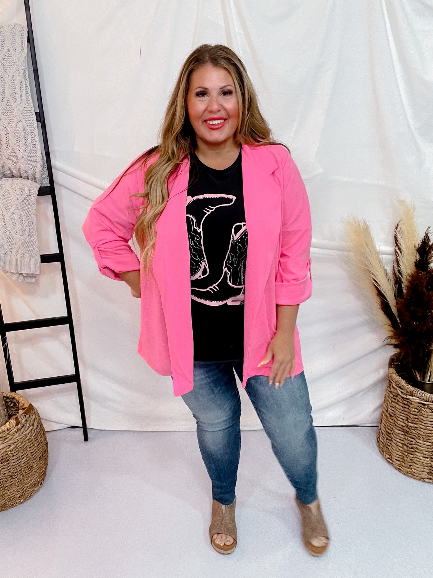 Pink Cosmos Boyfriend Blazer - Whiskey Skies - ANDREE BY UNIT