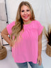 Pink Cosmos Round Neck Babydoll Top with Banded Sleeves - Whiskey Skies - ANDREE BY UNIT