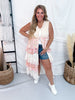 Pink & Cream Waffle Knit Lace Tiered Vest Duster Jacket - Whiskey Skies - DAVI & DANI