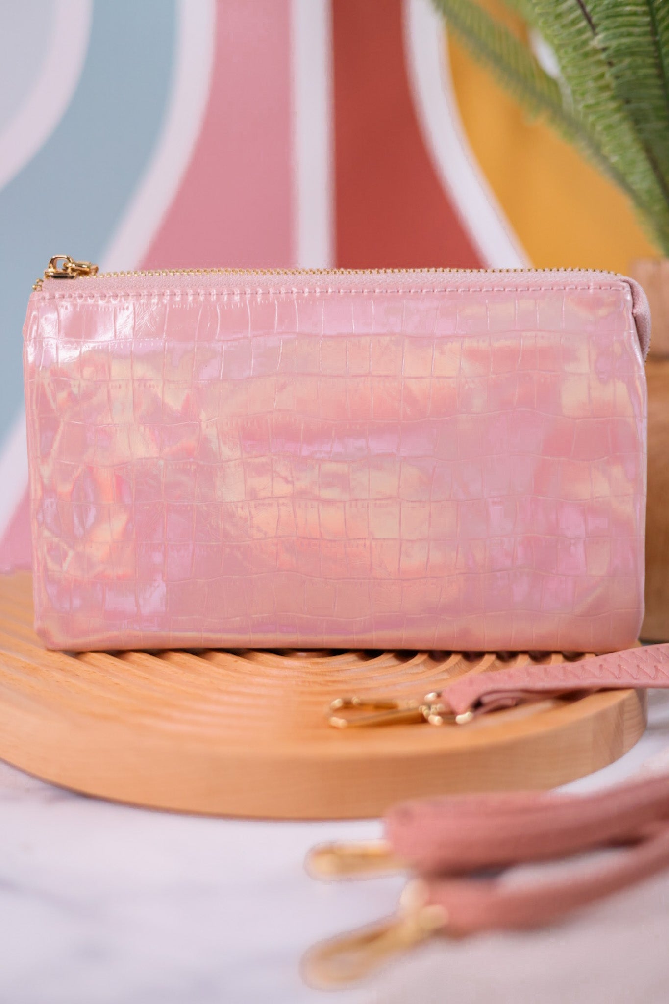 Pink Croc Crossbody Bag - Whiskey Skies - JEN & CO