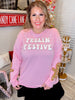 Pink Feelin' Festive Long Sleeve Sweater - Whiskey Skies - SOUTHERN GRACE