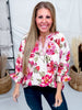 Pink Floral Print Peasant Blouse - Whiskey Skies - ODDI