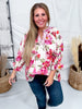 Pink Floral Print Peasant Blouse - Whiskey Skies - ODDI