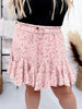 Pink Floral Print Ruffle Skirt - Whiskey Skies - SWEET GENERIS