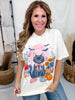 Pink Full Moon With Black Cat Short Sleeve Graphic Tee - Whiskey Skies - GLAIME