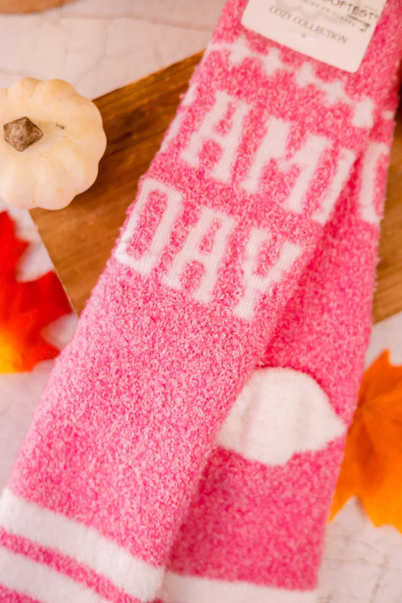 Pink Game Day Fuzzy Crew Socks - Whiskey Skies - CRESCENT SOCK COMPANY