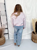 Pink & Grey Long Sleeve Button Down Striped Sweater - Whiskey Skies - DAVI & DANI