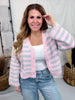 Pink & Grey Long Sleeve Button Down Striped Sweater - Whiskey Skies - DAVI & DANI