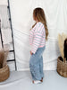Pink & Grey Long Sleeve Button Down Striped Sweater - Whiskey Skies - DAVI & DANI
