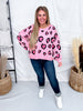 Pink Heart Leopard Print Sweater - Whiskey Skies - BIBI