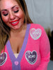 Pink Heart Sequin Patch Cardigan - Whiskey Skies - SOUTHERN GRACE