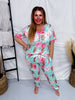 Pink Highland Cow & Floral Print Pajama Set - Whiskey Skies - SHIRLEY & STONE