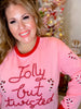 Pink Jolly But Twisted Pullover Sweatshirt - Whiskey Skies - SOUTHERN GRACE