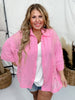Pink Lace Sleeve Button Front Top - Whiskey Skies - ANDREE BY UNIT