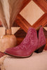 Pink Leather Stitched Booties - Whiskey Skies - MYRA BAGS