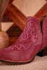 Pink Leather Stitched Booties - Whiskey Skies - MYRA BAGS