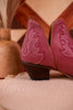 Pink Leather Stitched Booties - Whiskey Skies - MYRA BAGS