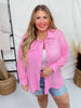 Pink Long Sleeve Crochet Knit Button Front Top - Whiskey Skies - ANDREE BY UNIT