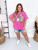 Pink Mineral Washed Retro Halloween Graphic T-Shirt - Whiskey Skies - SUGAR STITCH
