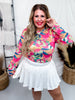 Pink Multi - Colored Floral Print Long Sleeve Mesh Layering Top - Whiskey Skies - DAVI & DANI