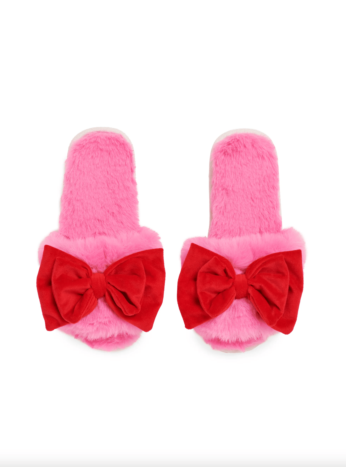 Pink Noelle Slippers W/ Red Bows - Whiskey Skies - SHIRALEAH