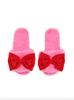 Pink Noelle Slippers W/ Red Bows - Whiskey Skies - SHIRALEAH