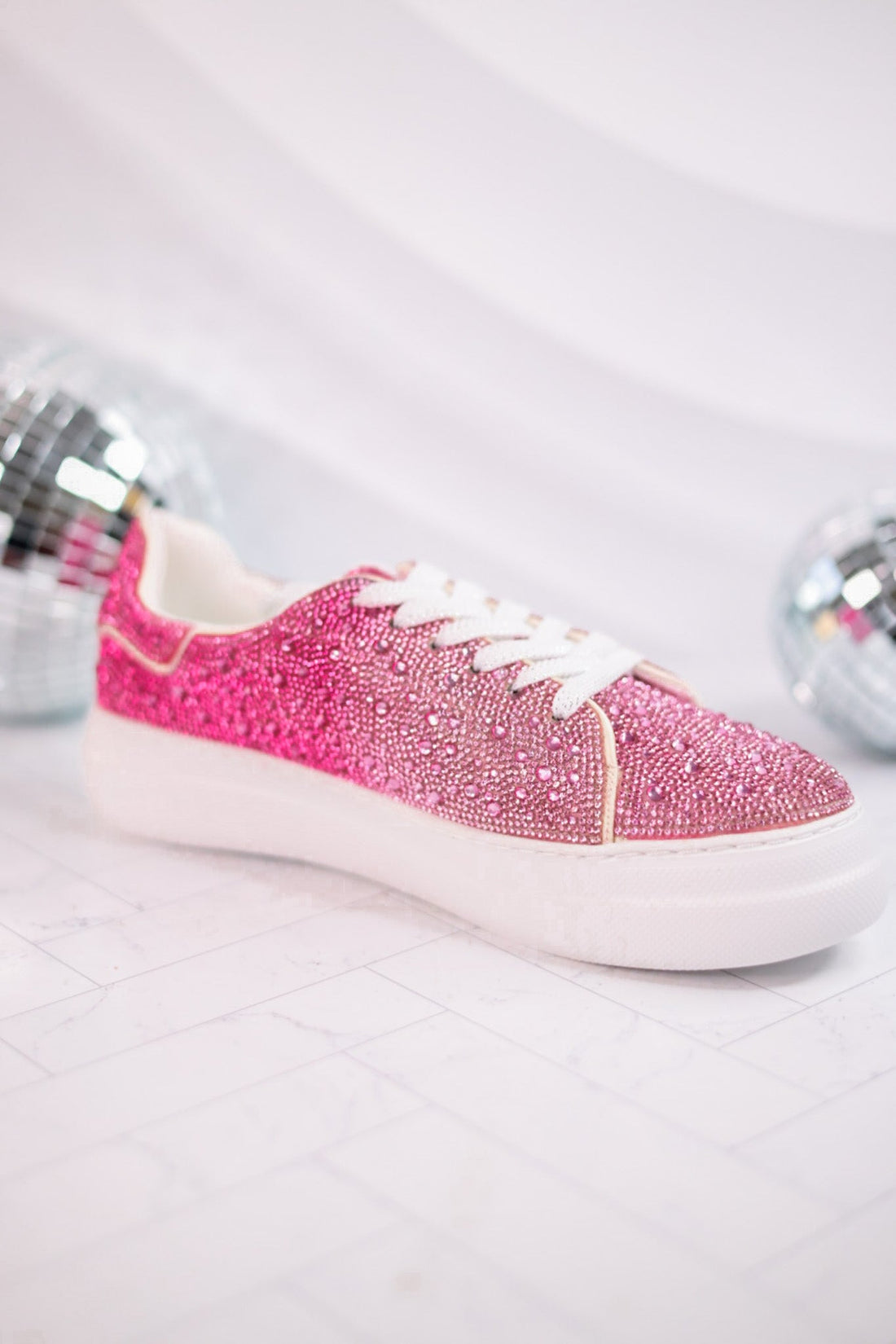 Pink Ombre Bedazzled Sneakers - Whiskey Skies - CORKY