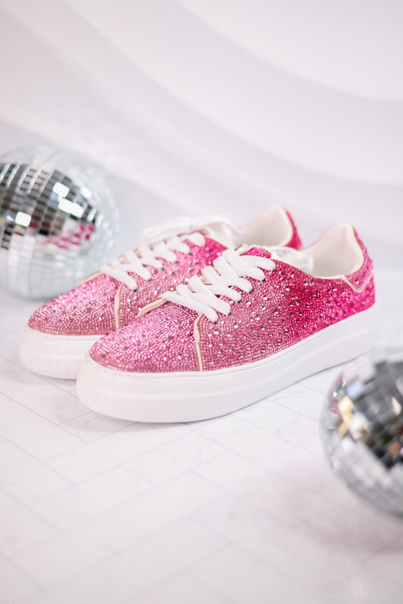 Pink Ombre Bedazzled Sneakers - Whiskey Skies - CORKY