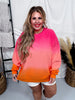 Pink & Orange Dip Dyed Corded Crew Neck Pullover - Whiskey Skies - MOON RYDER