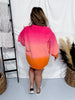 Pink & Orange Dip Dyed Corded Crew Neck Pullover - Whiskey Skies - MOON RYDER