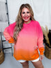 Pink & Orange Dip Dyed Corded Crew Neck Pullover - Whiskey Skies - MOON RYDER