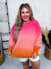 Pink & Orange Dip Dyed Corded Crew Neck Pullover - Whiskey Skies - MOON RYDER