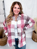 Pink Plaid Button Down Flannel Shacket - Whiskey Skies - SWEET GENERIS