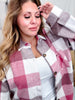 Pink Plaid Button Down Flannel Shacket - Whiskey Skies - SWEET GENERIS