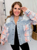 Pink Plaid Distressed Denim Hem - line Jacket - Whiskey Skies - J.NNA