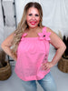 Pink Poplin 3D Flower Strapless Top - Whiskey Skies - ODDI