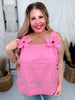 Pink Poplin 3D Flower Strapless Top - Whiskey Skies - ODDI