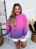 Pink & Purple Dip Dyed Corded Crew Sweatshirt - Whiskey Skies - MOON RYDER