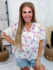 Pink & Purple Floral Puff Sleeve Chiffon Top - Whiskey Skies - BIBI